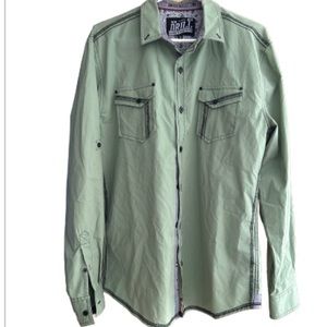 Drill Clothing Co Brooklyn NYC green shirt, size medium